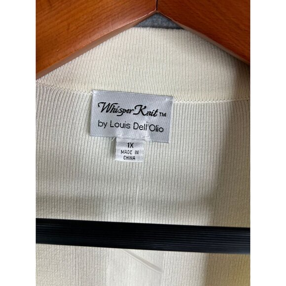 Whisper Knit By Louis DellOlio Open Front Cream Cardigan With Pockets 1X - Picture 4 of 4